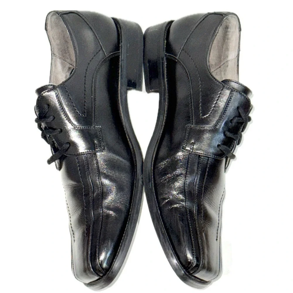 👞🏢 STACY ADAMS Black Leather Square-Toe Oxfords Dress Shoes | Men's‎ Sz 11